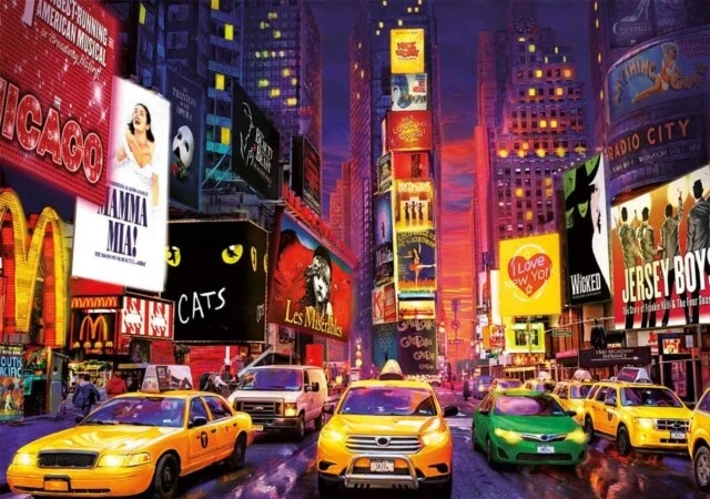 Educa Times Square, New York 1000-teiliges fluoreszierendes Neonpuzzle. Neu/versiegelt
