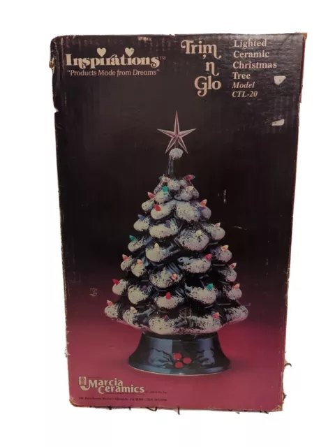 Vintage 20" Marcia Ceramic Trim N Glo Lighted Christmas Tree Model CTL-20 W/BOX