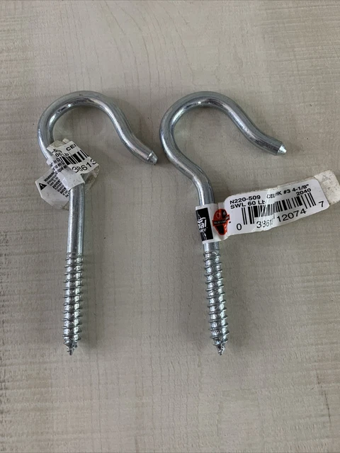 Lot Of 2 National Hardware Ceiling Hook Zinc Plated NEW 4-1/8”