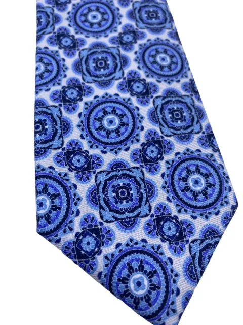 Express Tie 100% Silk Blue Floral Necktie Skinny 2.5" Wide Mens Career Wedding