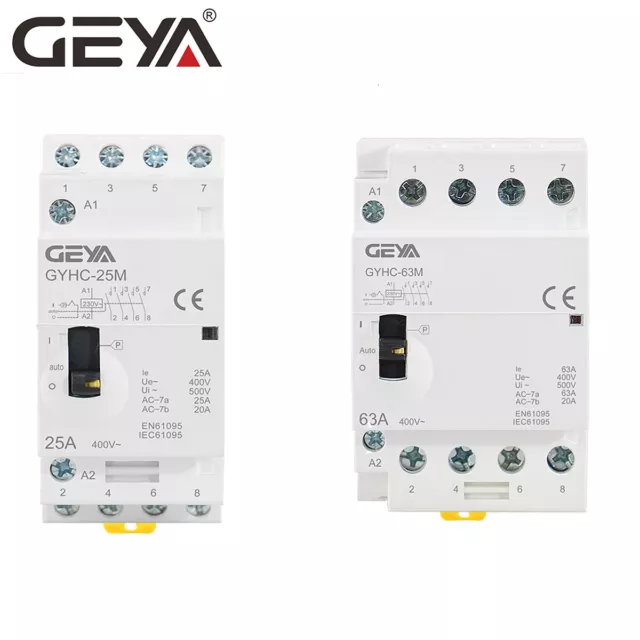 GEYA Contacteur ca modulaire 4P 16 - 63A 220V manuel maison contacteur Din Rail