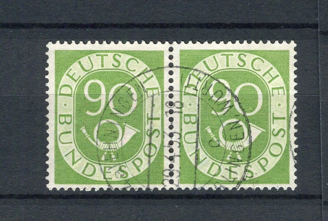 Bund 138 Posthorn 90 Pf. waagerechtes Paar gestempelt (12757)
