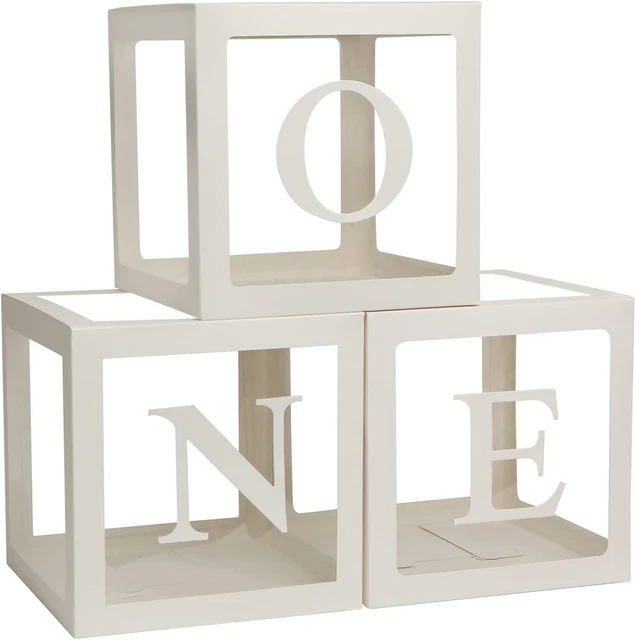 Baby Boxes for 1St Birthday, ONE Letters for Baby Shower Decoration, White Trans