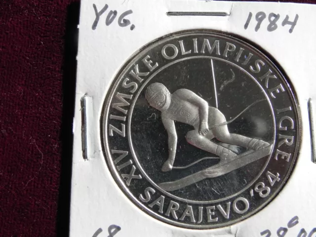 1984 Yugoslavia Large silver Olympic 500 Dinars Ski ,PROOF BB122