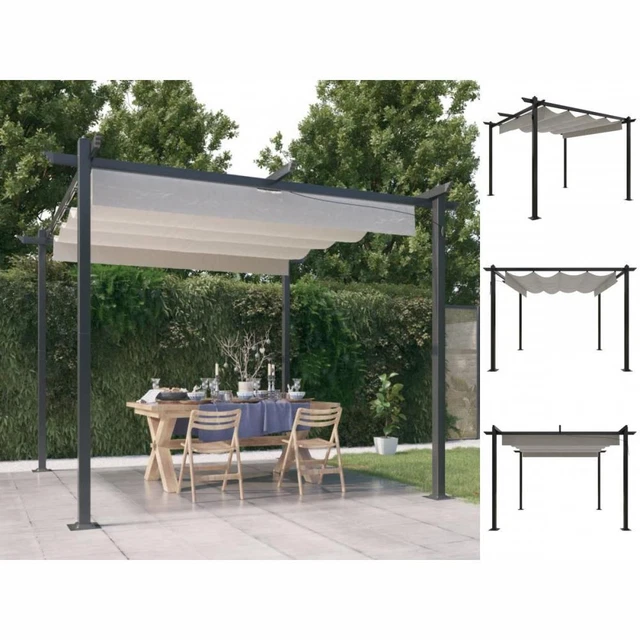 Pavillon Mit Ausziehbarem Dach 3x3 M Creme Terrasse Garten