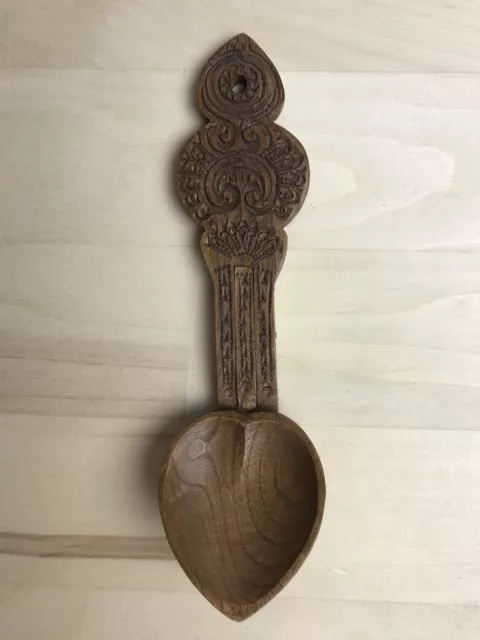 Hand Carved Wooden Folding Heart Shaped Decorated Wooden Spoon 7 inches