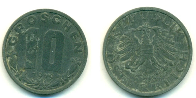 1949 Austria 10 Groschen Coin (b142)