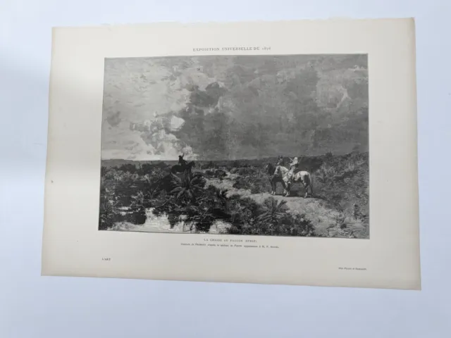 Engraving after Pasini by Froment: THE HAWK HUNT (SYRIA). 19th century