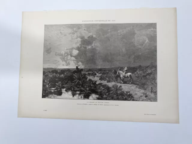 Engraving after Pasini by Froment: THE HAWK HUNT (SYRIA). 19th century