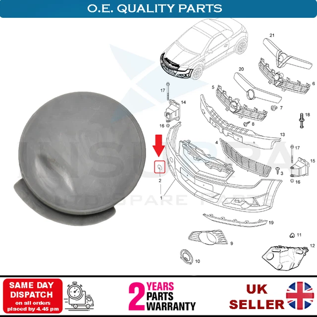 Genuine Kia Front Bumper Tow Hook Cover - Black Plastic Cap For 2016-2018 Optima (86517D4000)