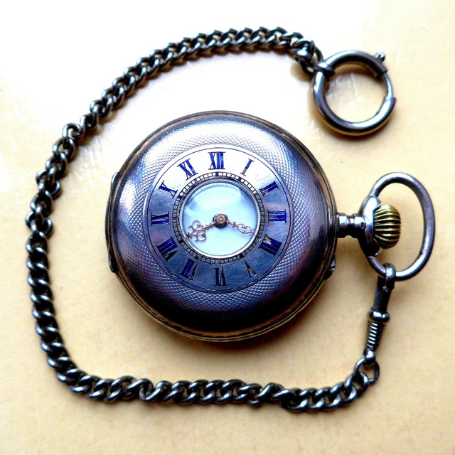 Uomo Tasca " Halbsavonnette ", Argento- 0,800, Catena, Buona Funzione, ca.1900