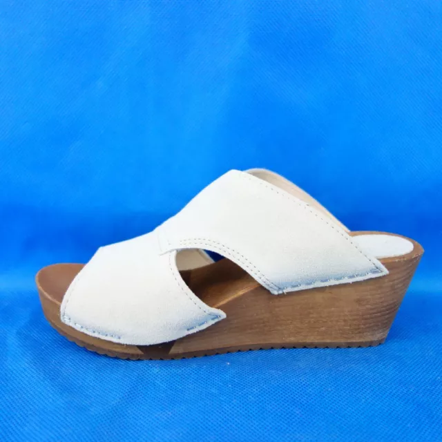 Sanita Chaussures Femmes Cuir Bois Sabots Sandales à Semelle Compensée Neuf