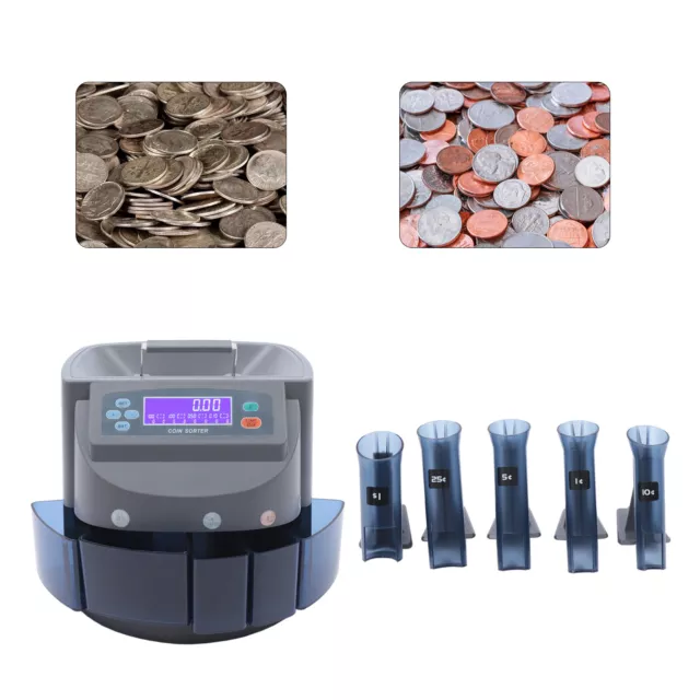 60W Commercial Electric Coin Counter Sorter Machine Fast Sorting