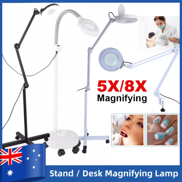 5X 8X Magnifier Lamp Magnifying Light Nail Beauty Salon Dental Tattoo Floor Lamp