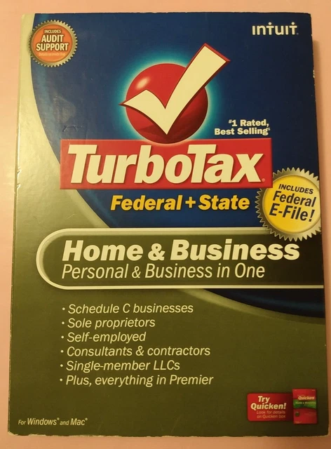 2008 Intuit TurboTax Home & Business Federal & State PC Mac Sold As Is