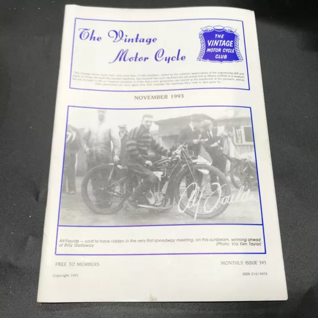 The Official Journal The Vintage Motorcycle Club Magazine November 1993 Bmw R71