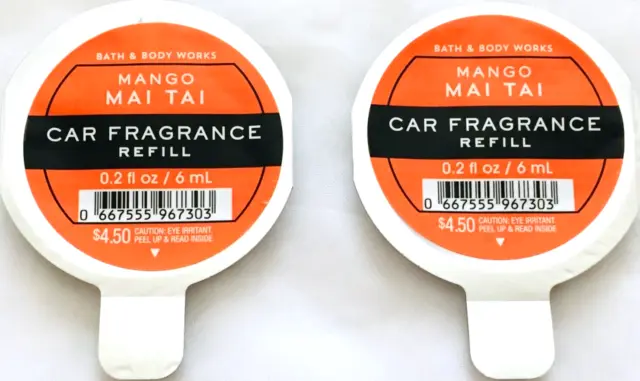 2 Mango Mai Tai Car Scentportable Fragrance Refills Discs Bath & Body Works