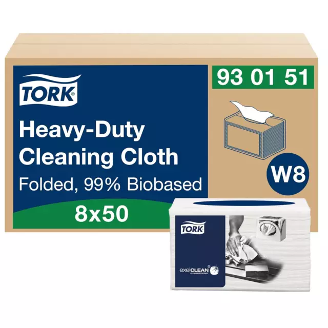 TORK HEAVY-DUTY CLEANING Cloth White W8, Biobased, 8 x 50 Cloths ...