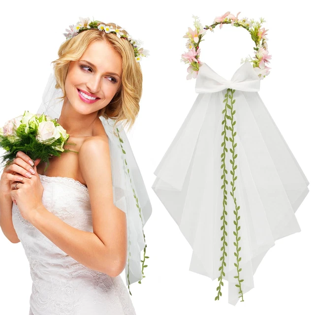 Coroncina Di Fiori Per Capelli - Ghirlanda Floreale Con Nastro Regolabile - Per Matrimoni, Festa O Spiaggia - Con Bracciale Coordinato - Foto 8