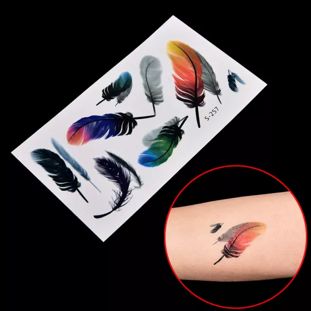 Large Feather Pattern Removable Waterproof Temporary Tattoo Body Art Sticker -lk