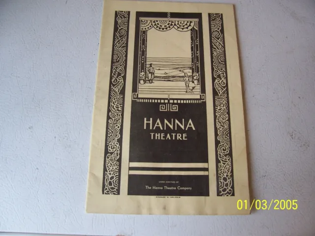 Souvenir HANNA Theatre Program - 6" x 9 1/4" w/24 Pages