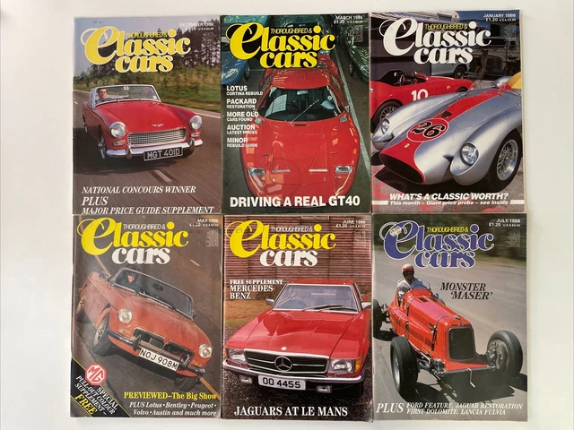 THOROUGHBRED & CLASSIC Cars Magazine x 6 - Rare 1986 Bundle - Vintage ...
