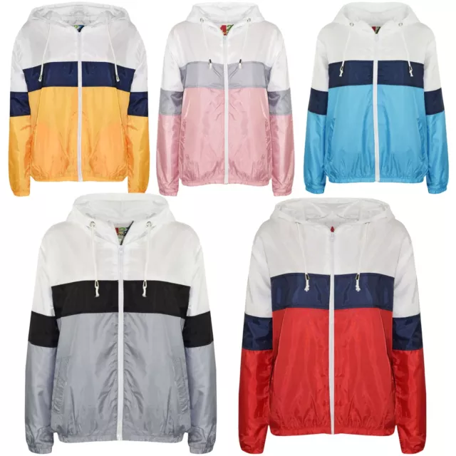 Girls Boys Windbreaker Waterproof Raincoat Jacket Lightweight Colour Panels 5-13