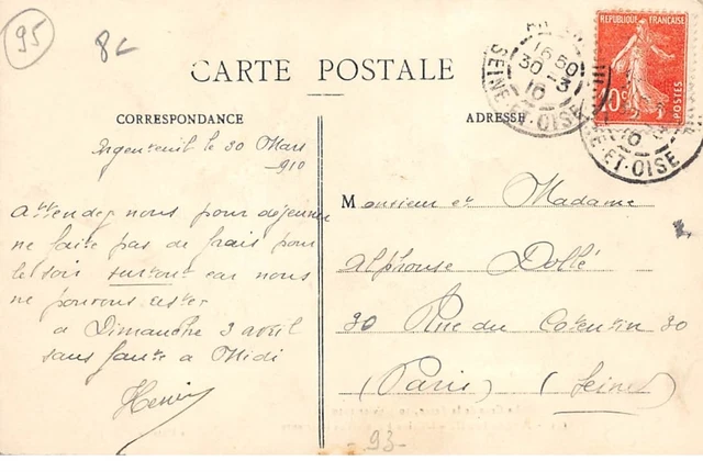 95 .n° 106809 . silver. la flood de la seine 30 January 1910 .l factory a ga 2