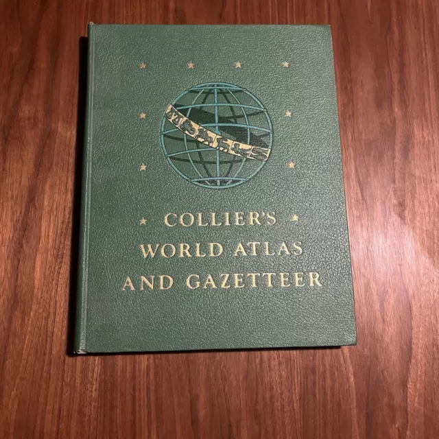 Vintage 1943 Collier's World Atlas And Gazetteer Hardcover Book Maps Large
