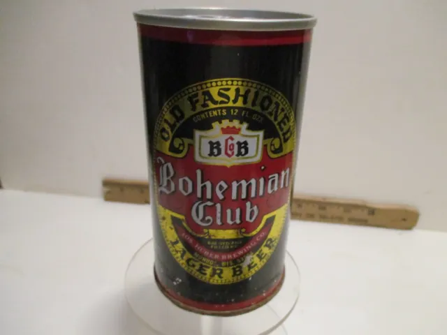 "Bohemian Club" 12 Oz Empty Steel Pull Tab Beer Can.  Open Bottom.