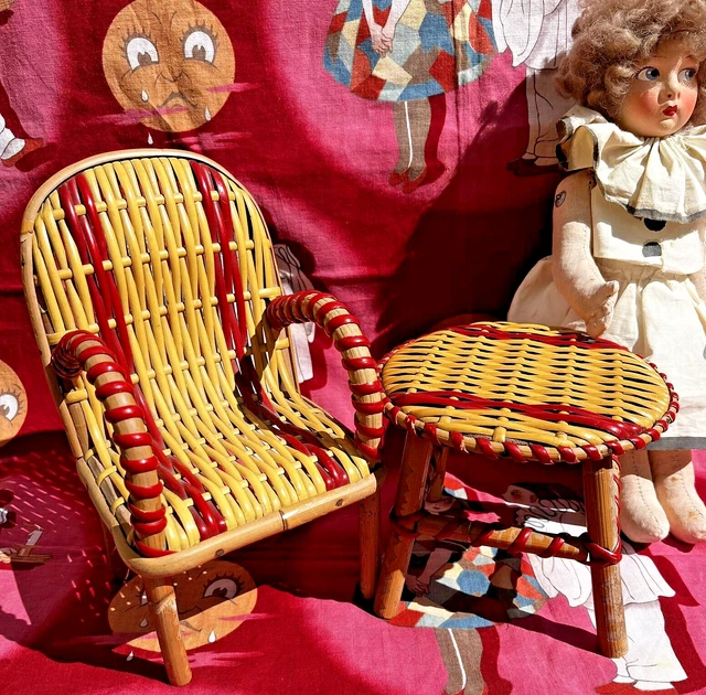 Table et chaise enfant rotin d'occasion - Ameublement