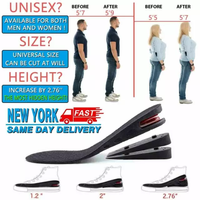 7cm Men Shoe Lift Insole Air Cushion Heel insert Increase Taller Height 3-Layer