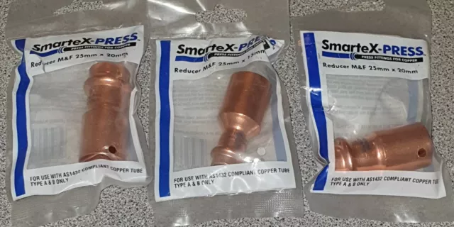 3x SmarteX-Press Reducer M&F 25mm x 20mm - Press fittings (New) Item No: SMA0012