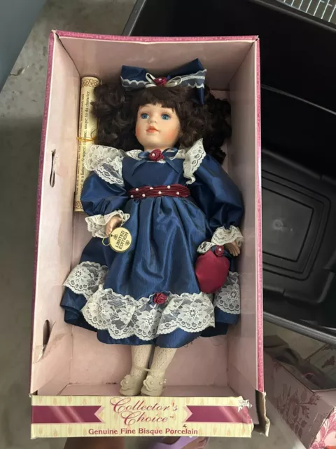 Dandee, Victorian Treasures, Fine Bisque Porcelain Doll, Limited Edition, Navy