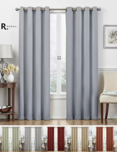 2 Pack: Regal Home 100% Blackout Grommet Top Hotel Curtains - Assorted Colors