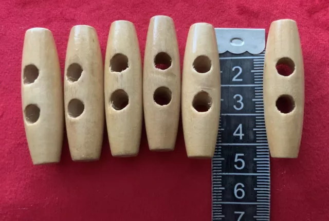 Cantidad 6. Clavijas De Abrigo De Lona De Madera 45Mm... Botones... Excelente Calidad
