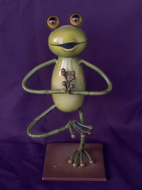 UNIQUE Sculpture Yoga Hindu Green Frog Metal ZEN Pose NAMASTE namasta ❤️sj7m 3