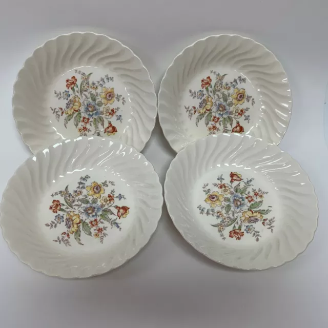 Vintage Clifton by Royal Bowls Ivory Floral Swirl Rim 7 7/8" Lot of 4