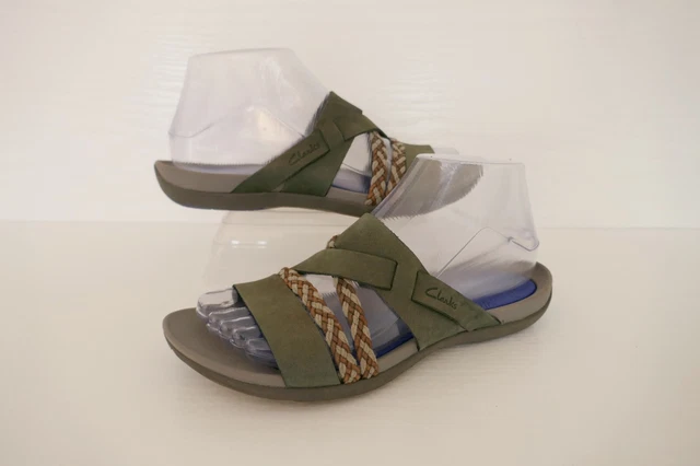 CLARKS TEALITE SLIDE Grey Nubuck Leather Outdoor Collection Slip