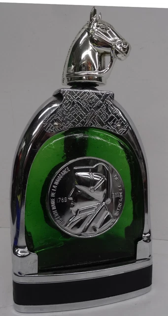 Soporte cromado original antiguo para caballos motivo Flachmann con lazo de cinturón