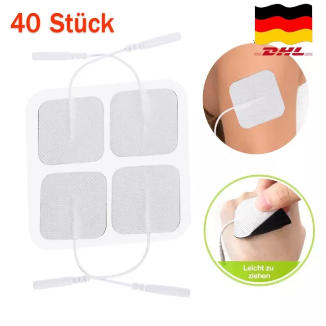 40-Stück Elektroden Pads Für TENS EMS Reizstrom Gerät Mit 2mm-Stecker 40X40MM-DE