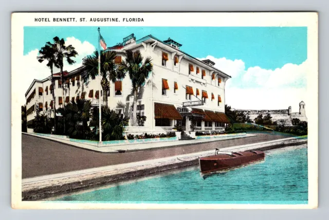 St Augustine FL-Florida, Hotel Bennett, Advertising, Vintage Postcard