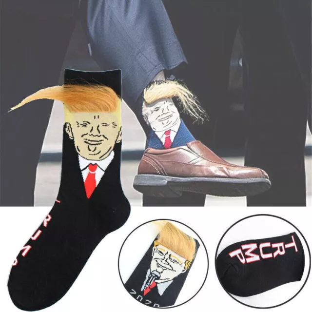 Socks Day Him Dad Novelty President Donald Trump Hair Fathers Funny Gifts 2020