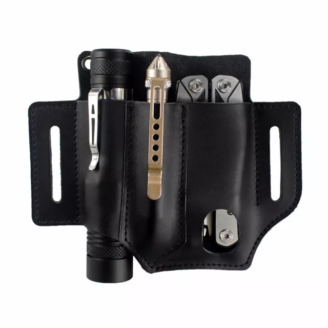 Leather Portable Belt Pouch EDC Pocket Organizer Tool Pouch Flashlight Pouch