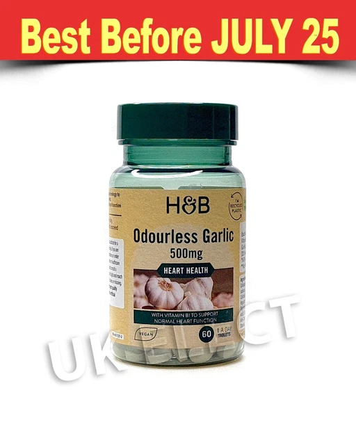 HOLLAND & BARRETT Odourless Garlic (500mg) Tablets Heart Health *BB