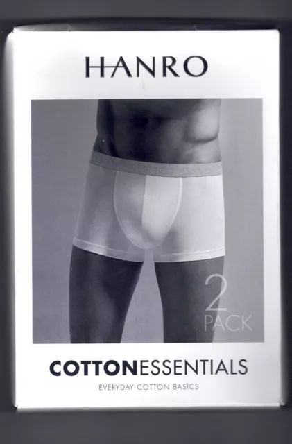 Hanro Men's White Boxer Briefs Grey Trim PK2 Damaged Box 07 3078 MEDIUM  G4