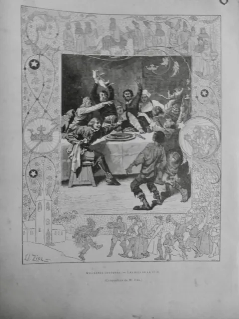 1886 Mi Coutumes Anciennes Les Rois Feve  Dessin M.zier   1 Journal Ancien