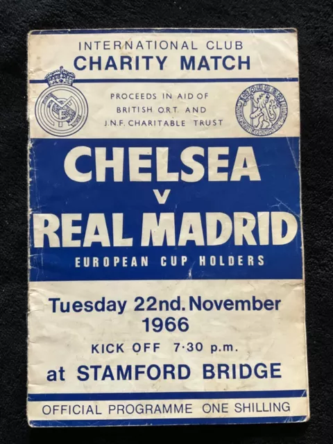 Chelsea v Real Madrid Friendly 22nd November 1966 Programme Stamford Bridge