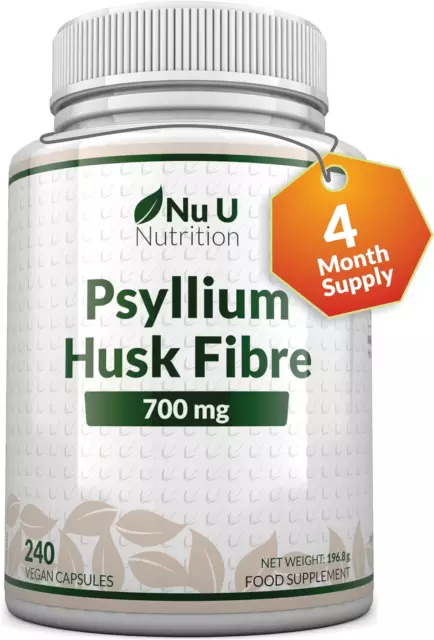 Psyllium Husk Fibre Supplement 1400mg - 240 Vegan Capsules - 4 Month Supply...