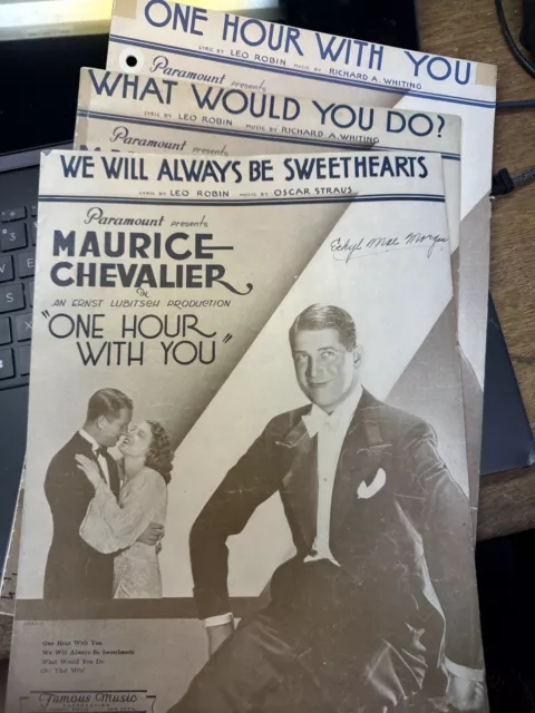 MAURICE CHEVALIER Movie Musical sheet music 3-pack ONE HOUR WITH YOU